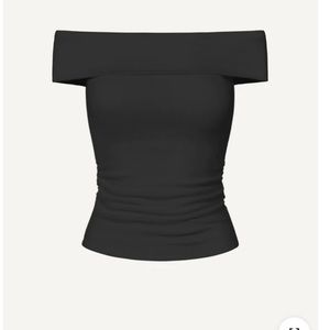 OGL Eco-Mousse Thermal Brushed Off-The-Shoulder Brami Top, Black, L